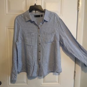 Blue and white stripped NY & Co. Button-up shirt